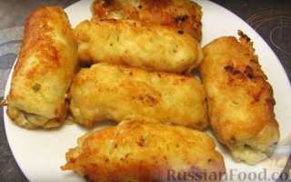 Простые куриные рулетики с начинкой на сковороде